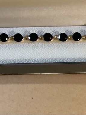 Gold Link Bracelet with Sapphire Crystals - Women Jewelry